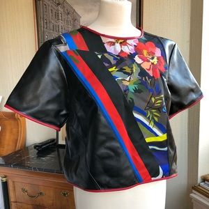 Leintmotiv faux leather patch shirt NWT sz 42